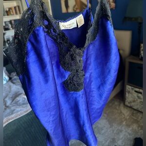 Victoria's Secret Gold Label Blue/Purple Chemise with Black Lace